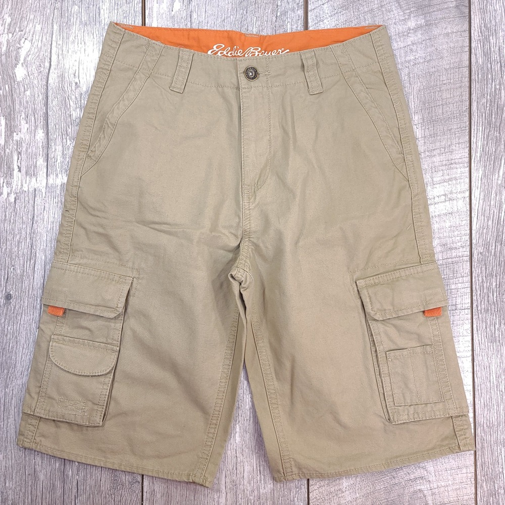 Eddie Bauer Cargo Shorts Kids Size 16 Tan Khaki Outdoor Multi Pocket Casual